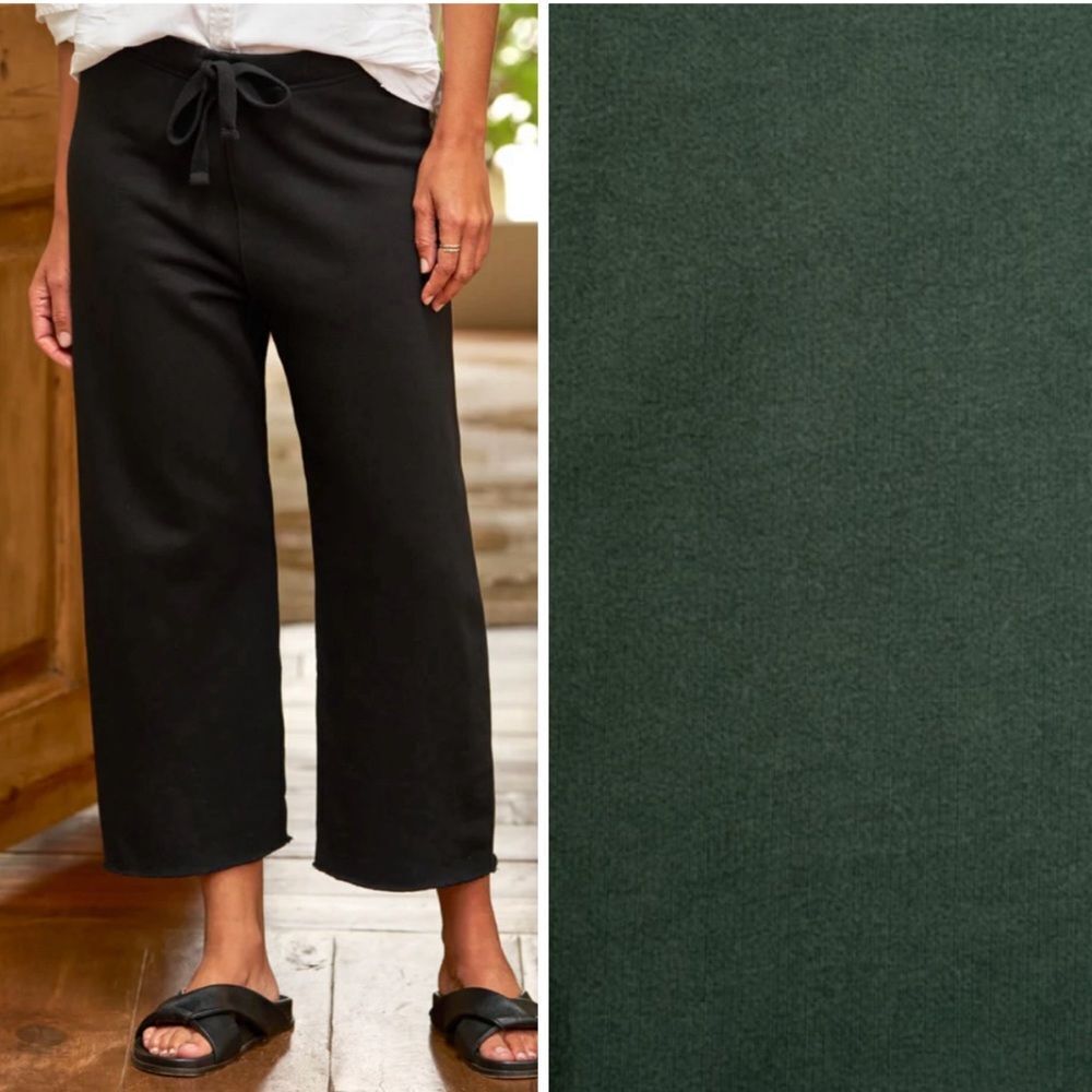 Frank & Eileen Black Wide-Leg Cropped Drawstring Track Pants